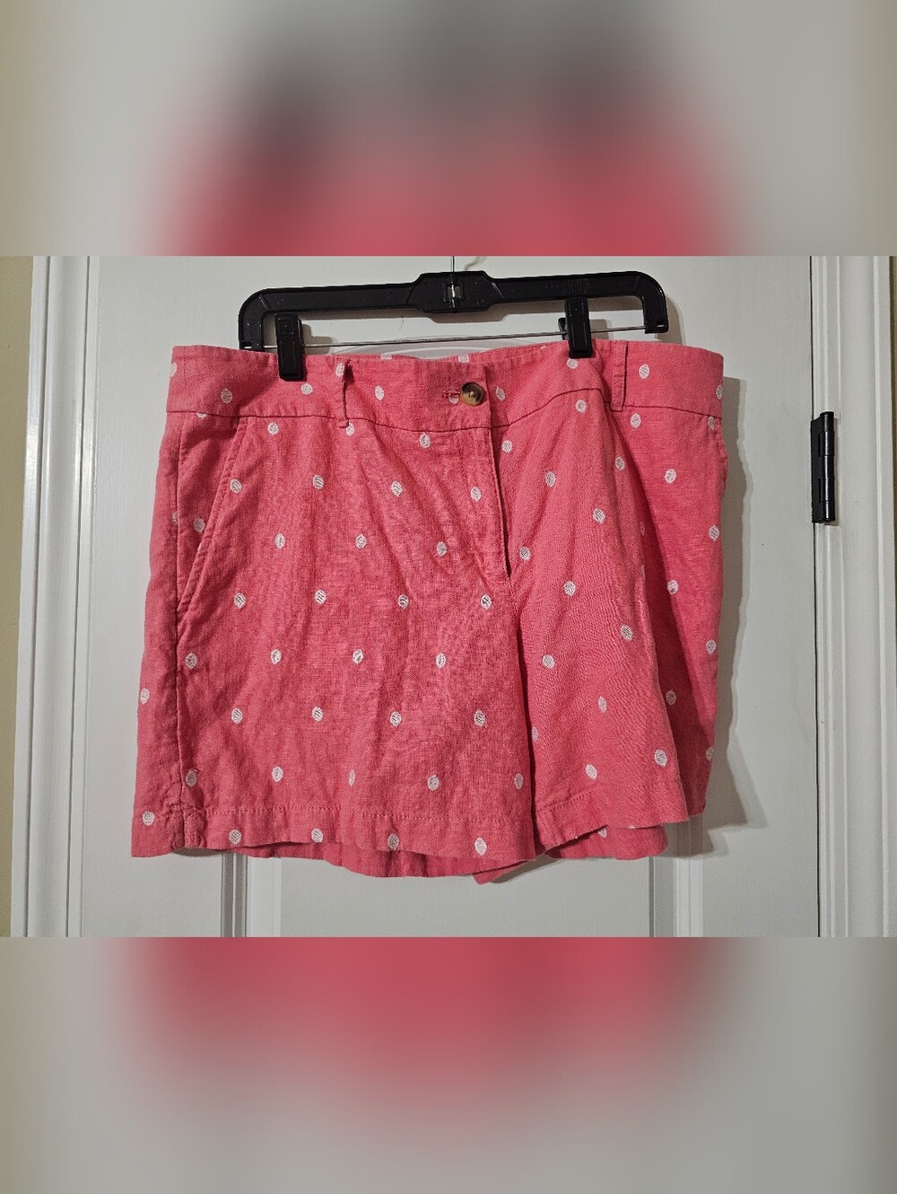 🔥🔥LOFT Coral Pink Polka Dot Linen-Blend Bermuda Shorts🔥